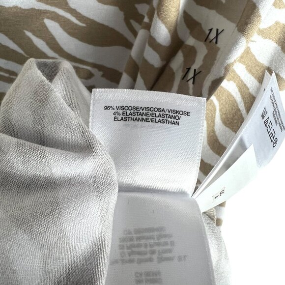 NWT Jones New York Signature Woman Classics Stretch Tee in Toast / White Size 1X - Picture 6 of 7
